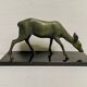 élégante Statue Art Déco Biche Régule patine verte