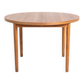 Table à manger ronde extensible en noyer, Suède, années 1960