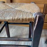Pair of wood and straw stools