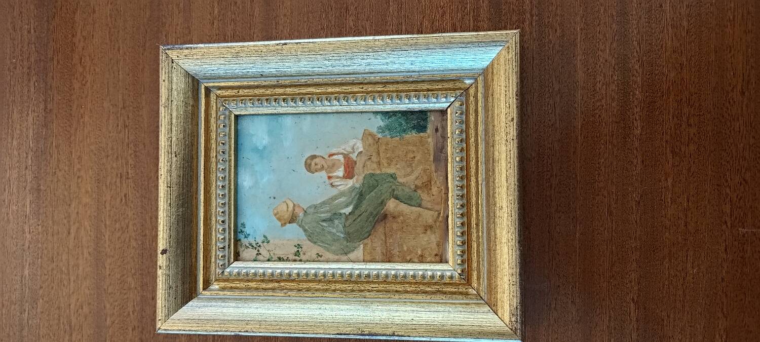 Tableau à l'huile scène galante