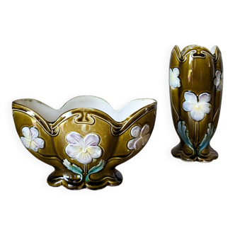 Pair of barbotine vases
