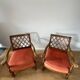 2 fauteuils vintage en bois et tissu
