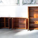 1970s Modular Corner Cabinet in Cherrywood with Glass and Carved Doors – “Fox Hunt” Design