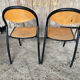 Paire Chaise Ancienne Écolier Style MULLCA Métal Noir + Bois Vintage #