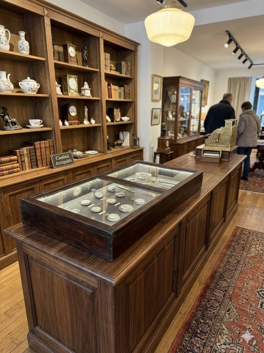 Antique wooden shop display cabinet