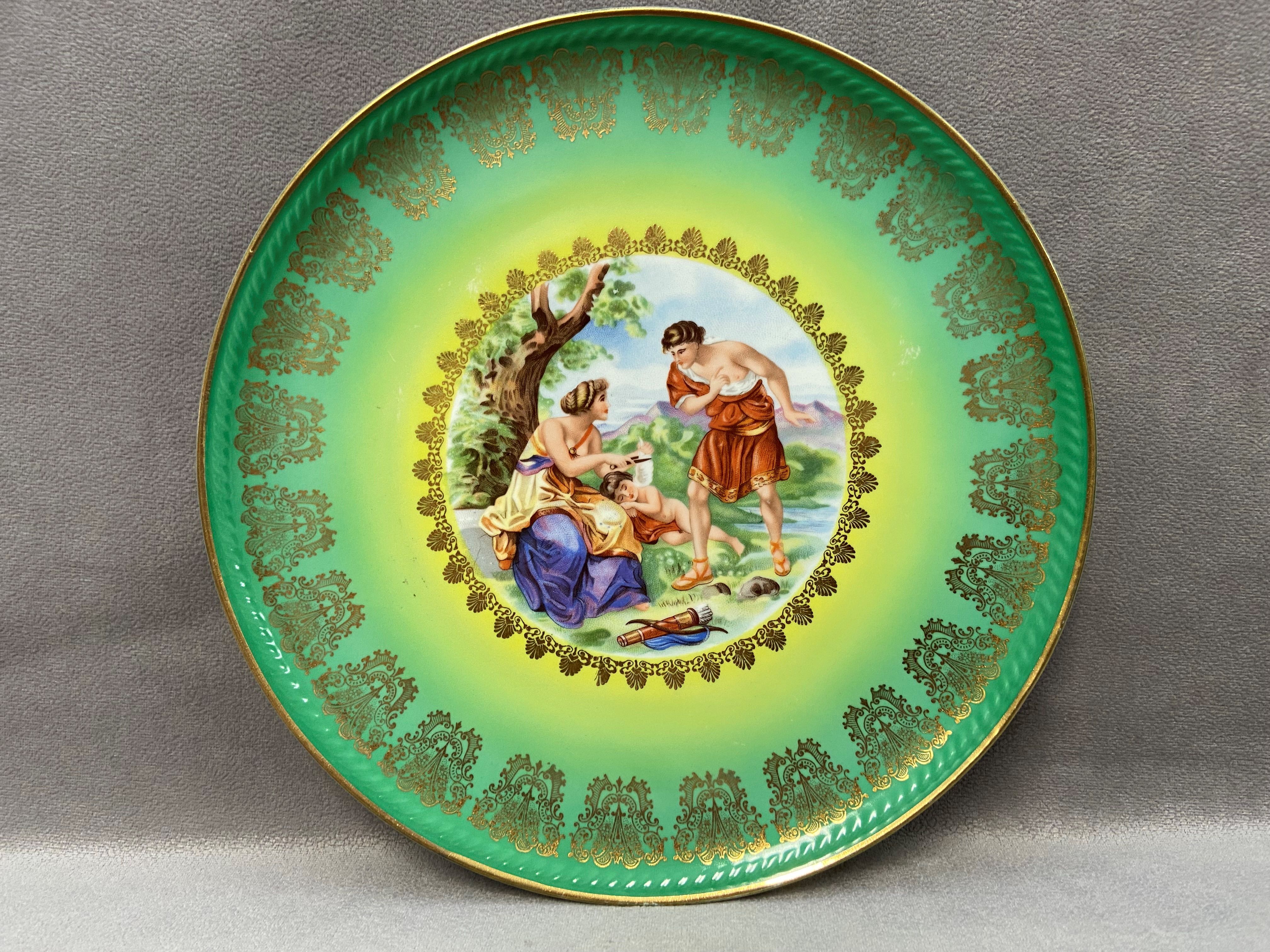 Assiette decorative porcelaine collection made in germany scene antique art déco