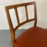 Mid-Century Danish Teak and Leather Dining Chairs by Johannes Andersen for Uldum Møbelfabrik, 1950s, Set of 4