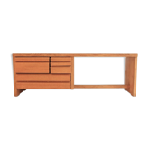 Bureau coiffeuse "R 05" en orme massif dessiné par Pierre Chapo vers 1965