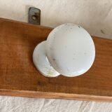 Wall-mounted coat rack with 2 hooks, vintage 1960s white lacquered metal.