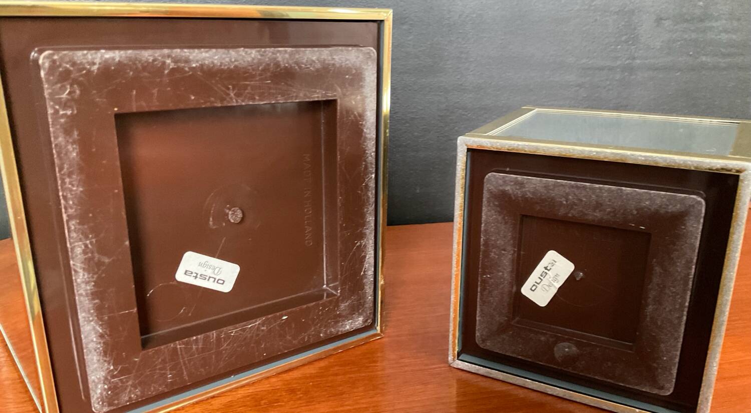 A pair of vintage Ousta Holland cache pots from the 1970s.