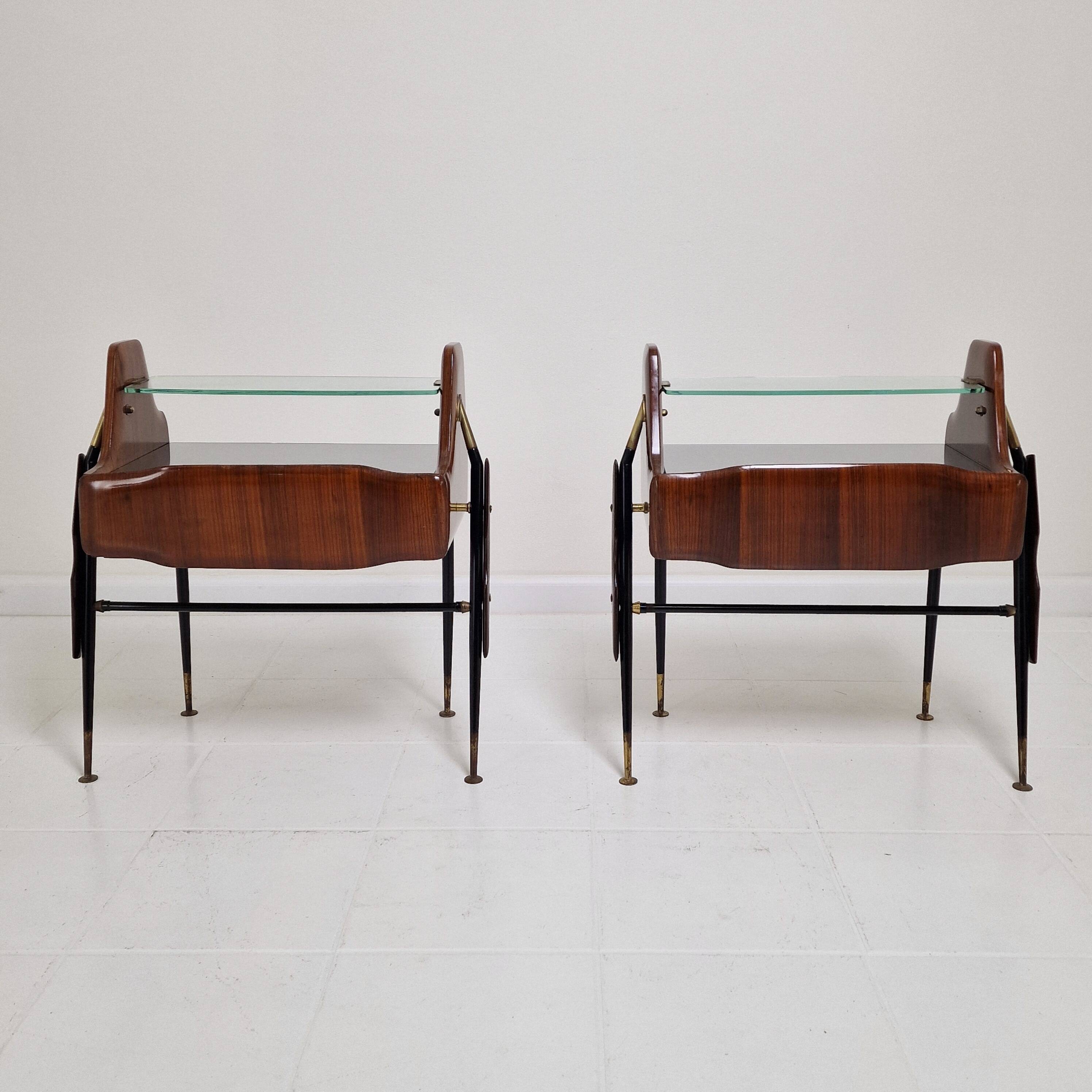 Ico Parisi Style Bedside Tables or Nightstands, Italy 1950's