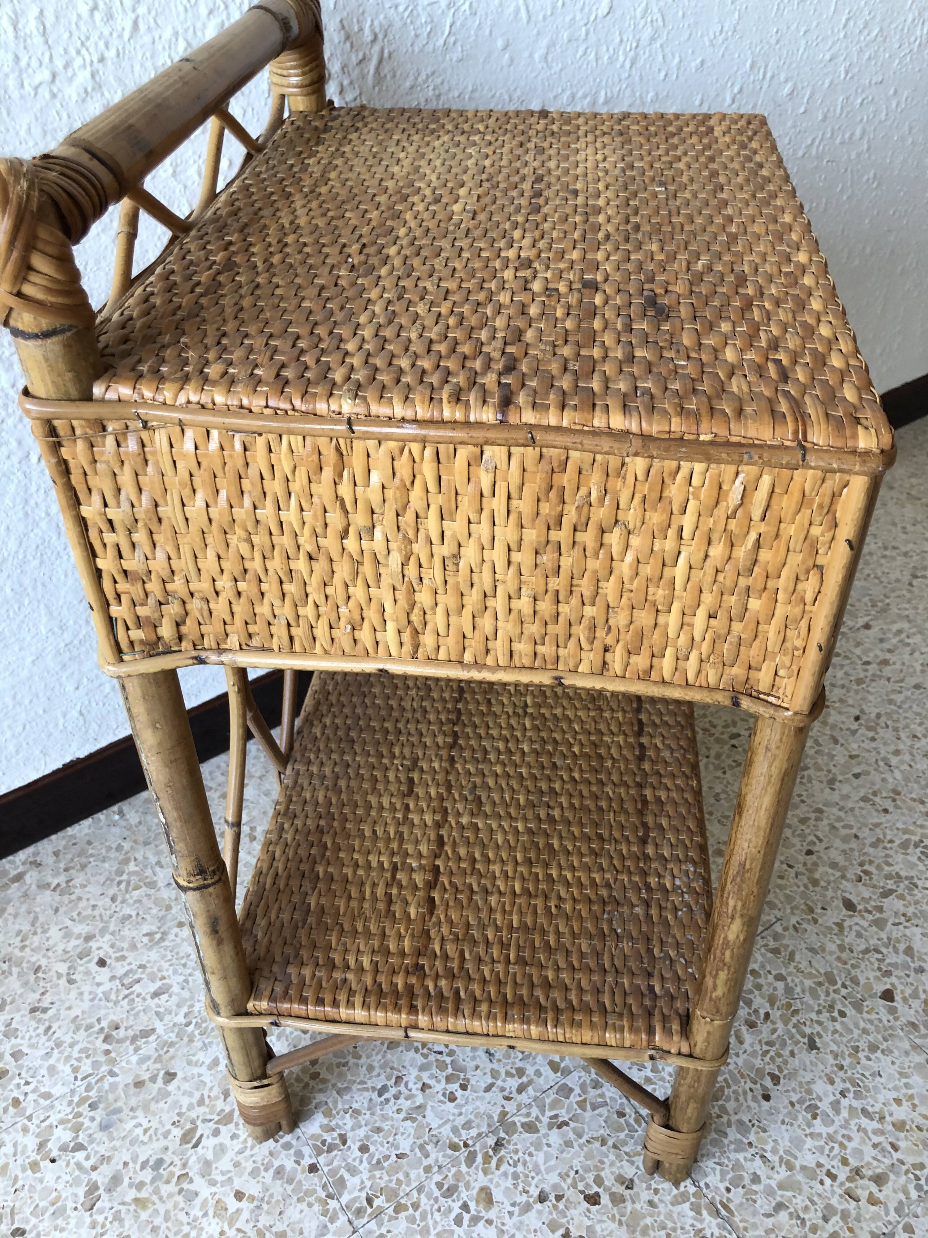 Vintage rattan nightstand