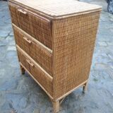 Dresser Vintage wood and woven natural rattan