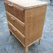 Commode Vintage bois et rotin naturel tressé