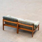 Pair of Scandinavian armchairs in teak and velvet, 1960