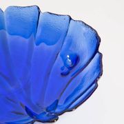 Decorative deep blue glass leaf plate, Italy, 1960s.