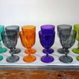 12 grands verres colorés vintage