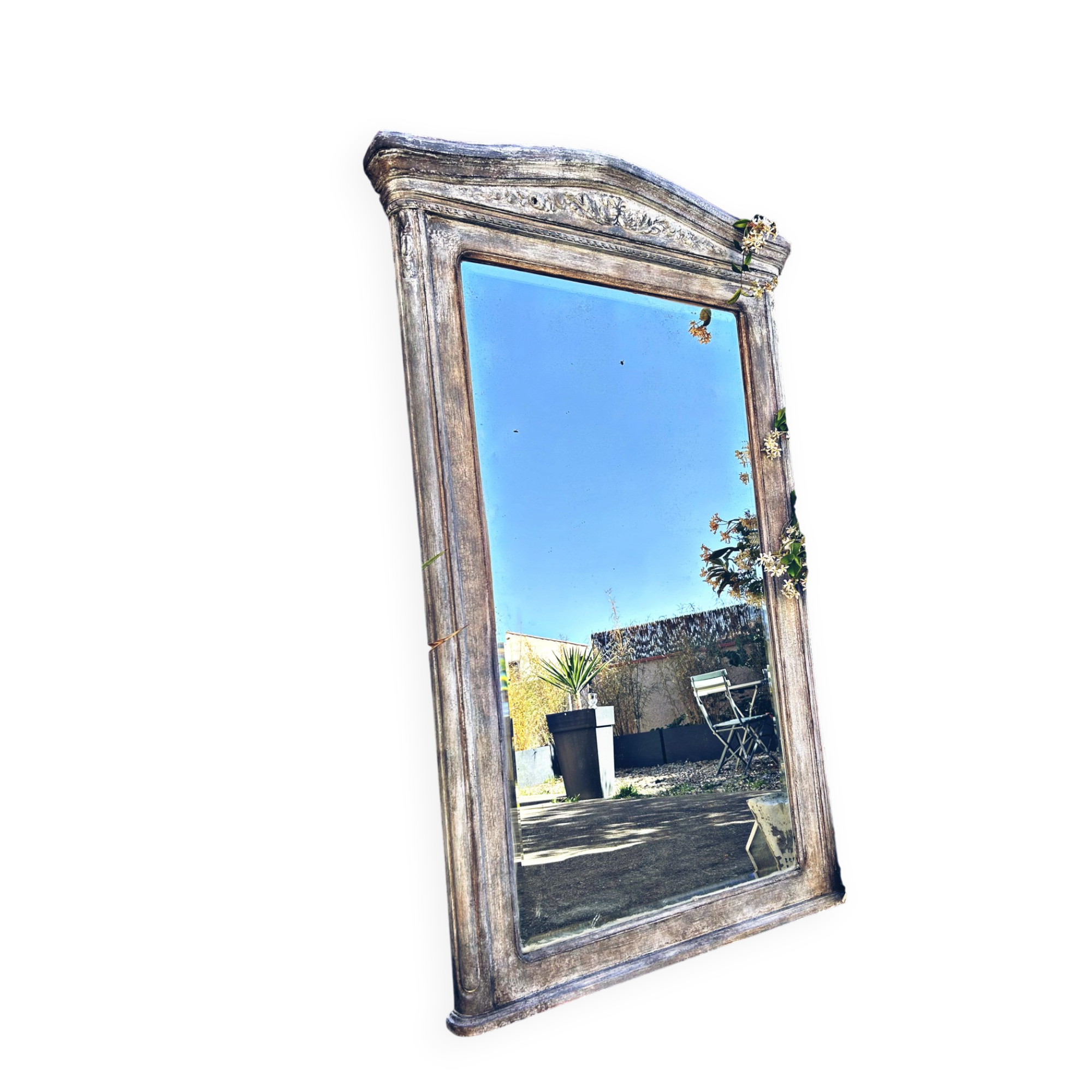 Napoleon III patinated trumeau mirror