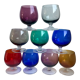 Set of 9 glasses with colored feet in blown glass 50s