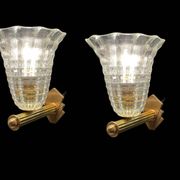 Murano Glass Brass Wall Sconces Set of 2 1980’s