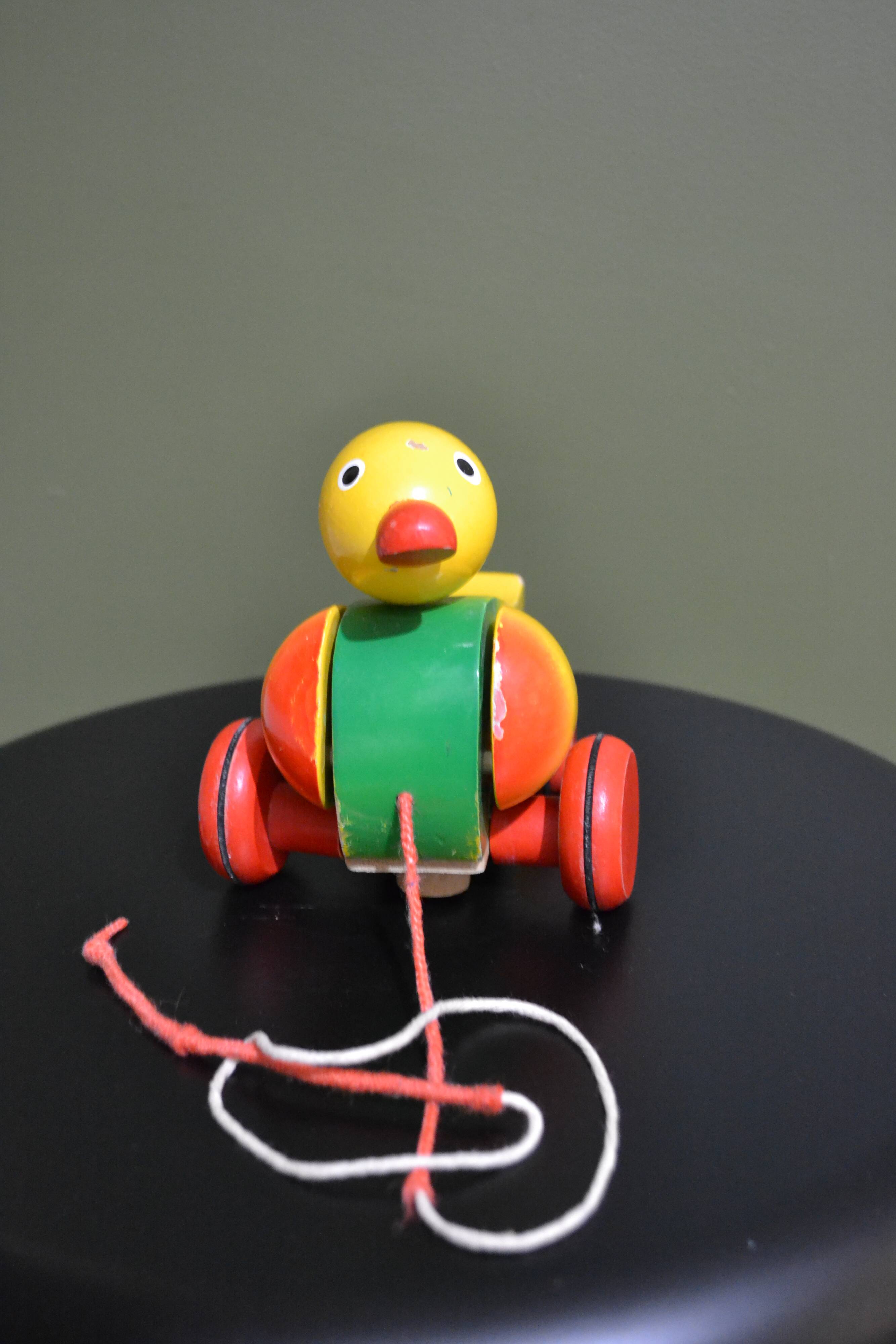wooden pull-along duck