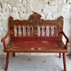 Folk bench in painted wood - Eastern Europe probably Hungary - early 20th century
