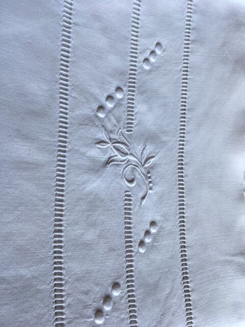 Antique linen sheet embroidered hand with monogram t d 226 cm x 324 cm