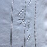 Drap lin ancien brodé main avec monogramme t d 226 cm x 324 cm