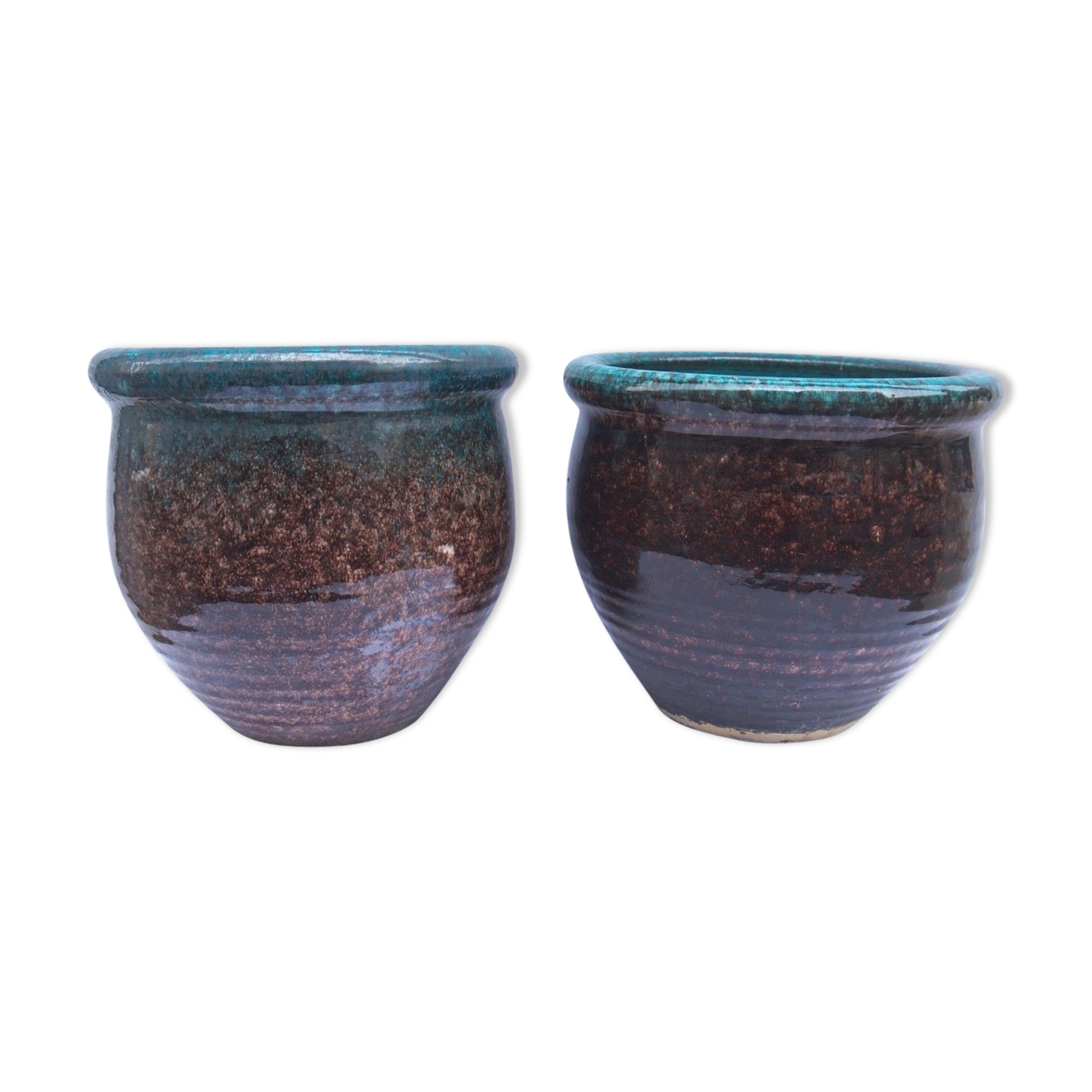 Pair of Accolay vintage ceramic pot cover