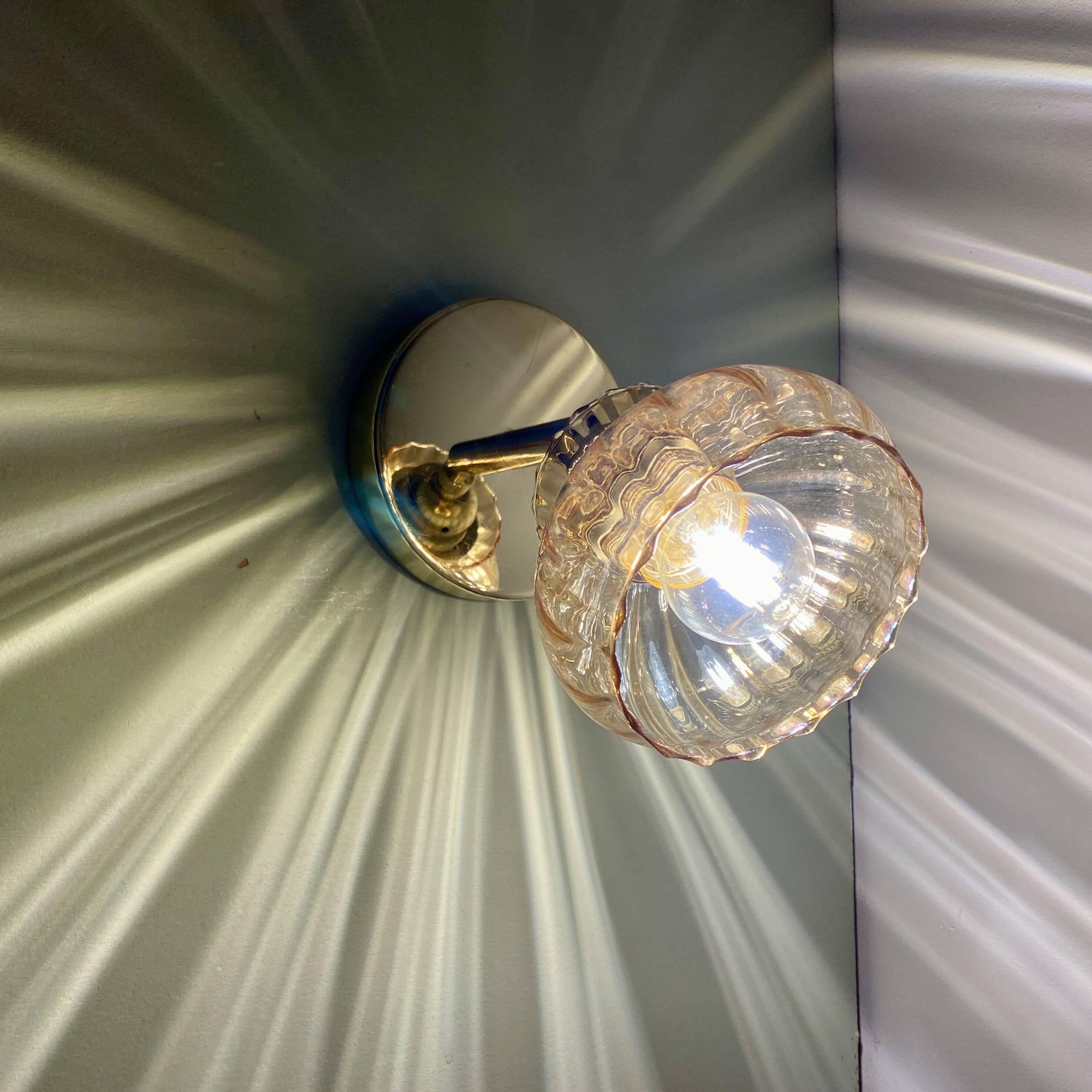 Vintage amber glass globe wall light