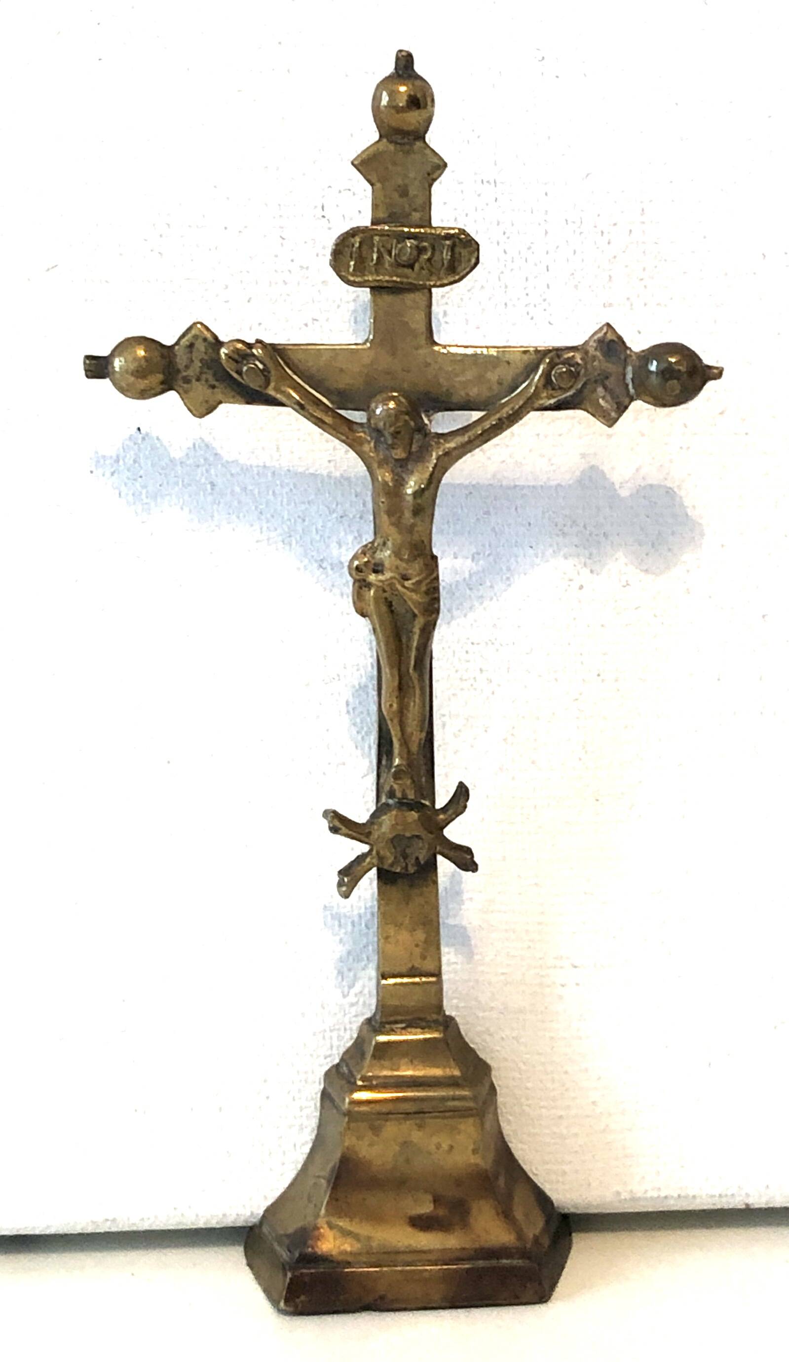 Old golden brass crucifix