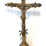 Old golden brass crucifix