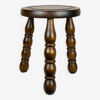 Vintage turned wooden tripod stool