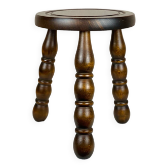 Vintage turned wooden tripod stool