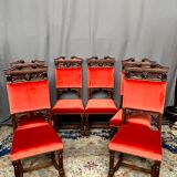 Set of 6 neo-Gothic style chairs.