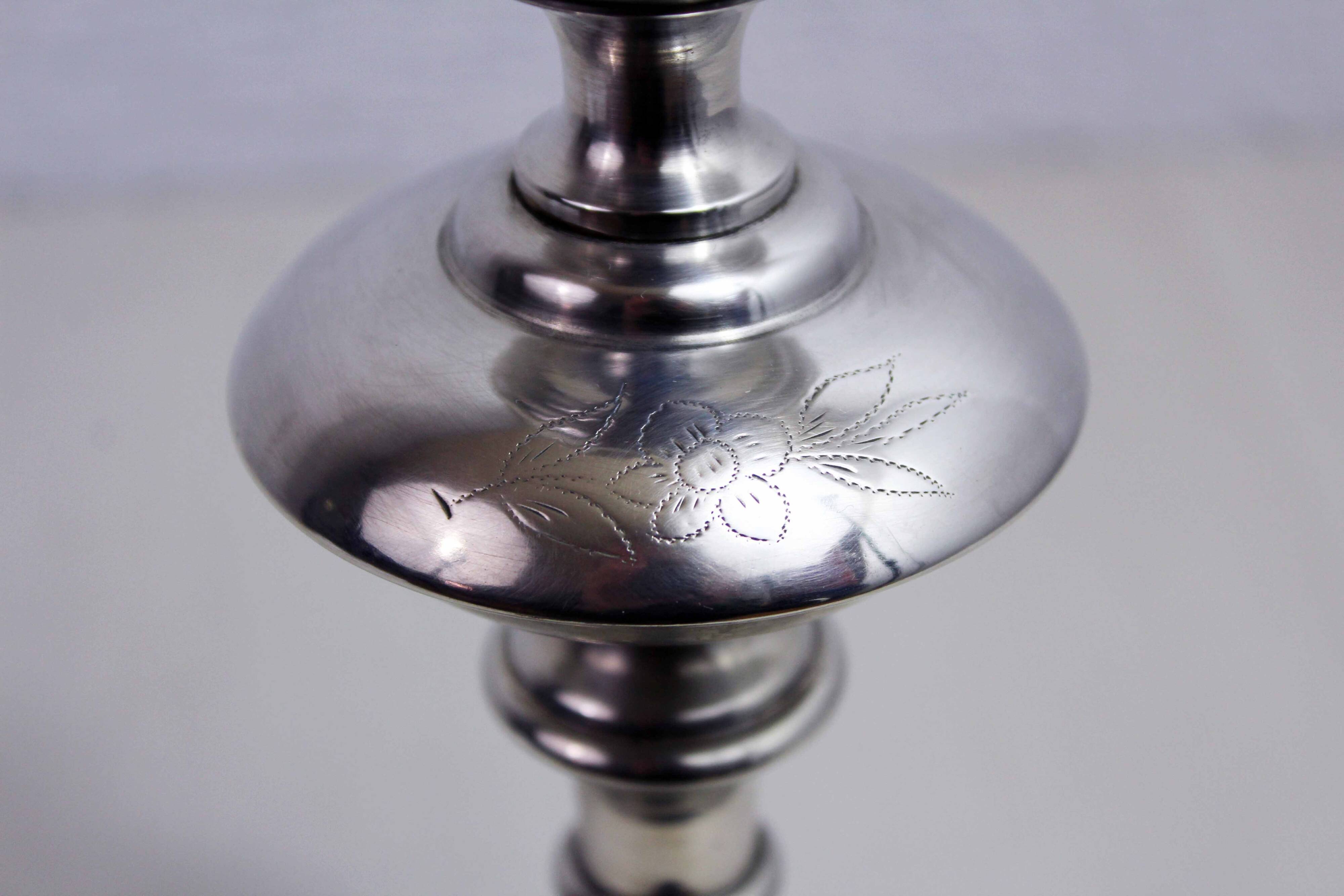 Silver metal candle holder