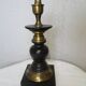Large wood and brass table lamp stand on square base