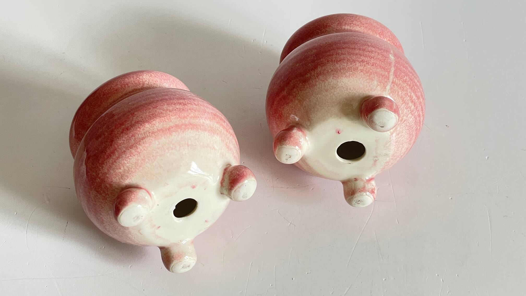 Pair of CERAMIC CANDLEHOLDERS Pink