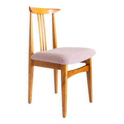 Chaise bouclé rose milieu du siècle moderniste, conçue par M. Zielinski, Europe, années 1960