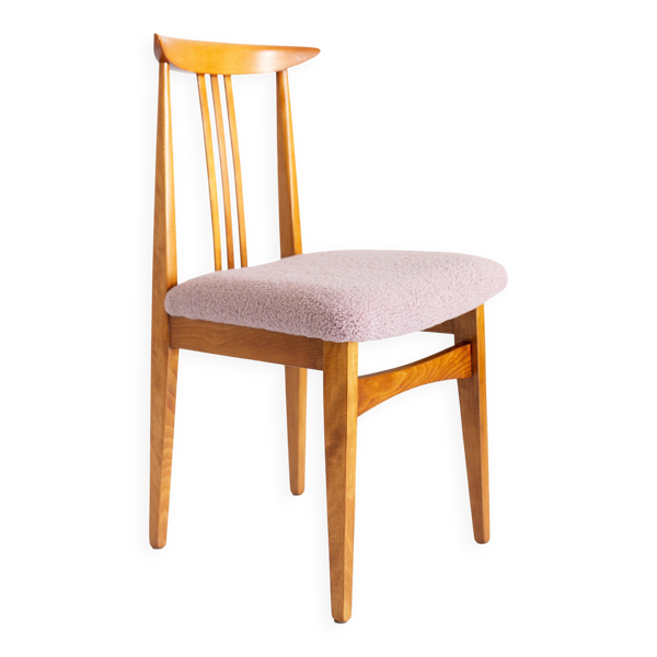 Chaise bouclé rose milieu du siècle moderniste, conçue par M. Zielinski, Europe, années 1960