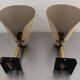 Pair of perforated metal horn wall lights