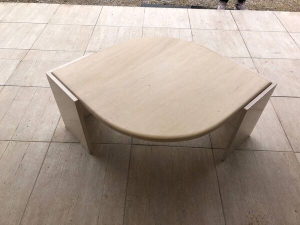 Table basse travertin vintage goutte d’eau
