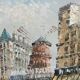 The Moulin Rouge seen from Boulevard Clichy Oil on canvas signed Burnett
