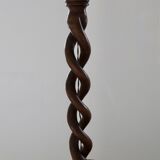 Vintage twisted turned wooden lamp base with shelf.