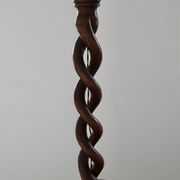 Vintage twisted turned wooden lamp base with shelf.