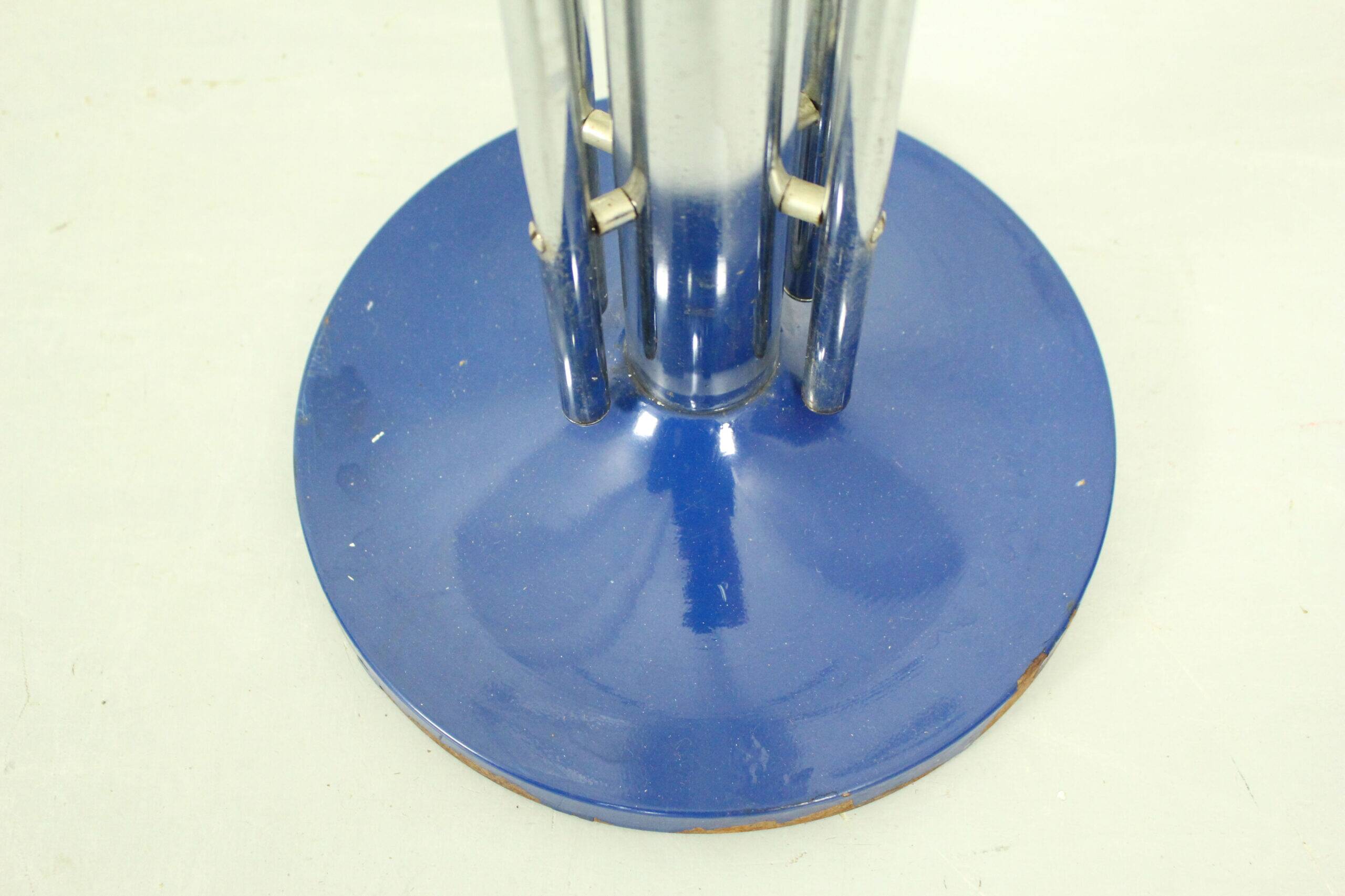 Console vintage chromée avec plateau en verre – design moderniste des années 1970