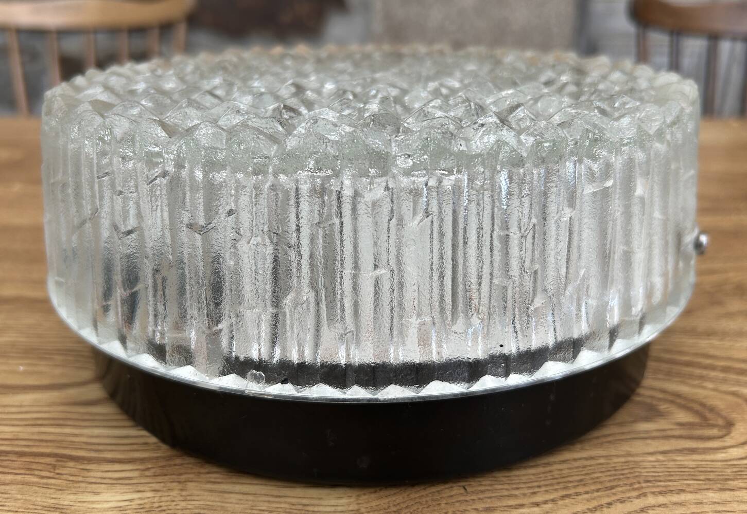 Pair of round Holophane ceiling lights, vintage, DR 60, 70s