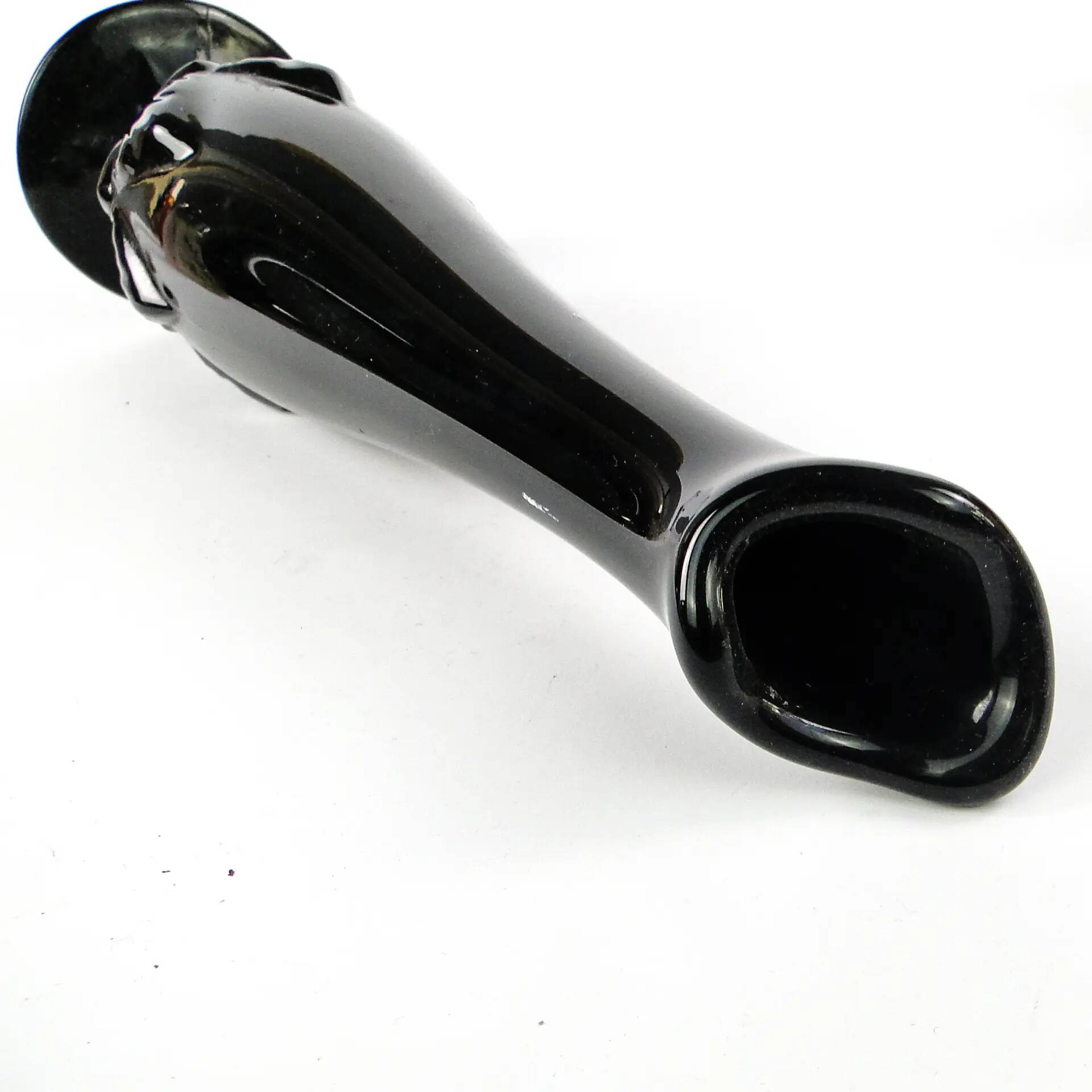 Art Deco vase, black glass, Ząbkowice, Poland, 1970s