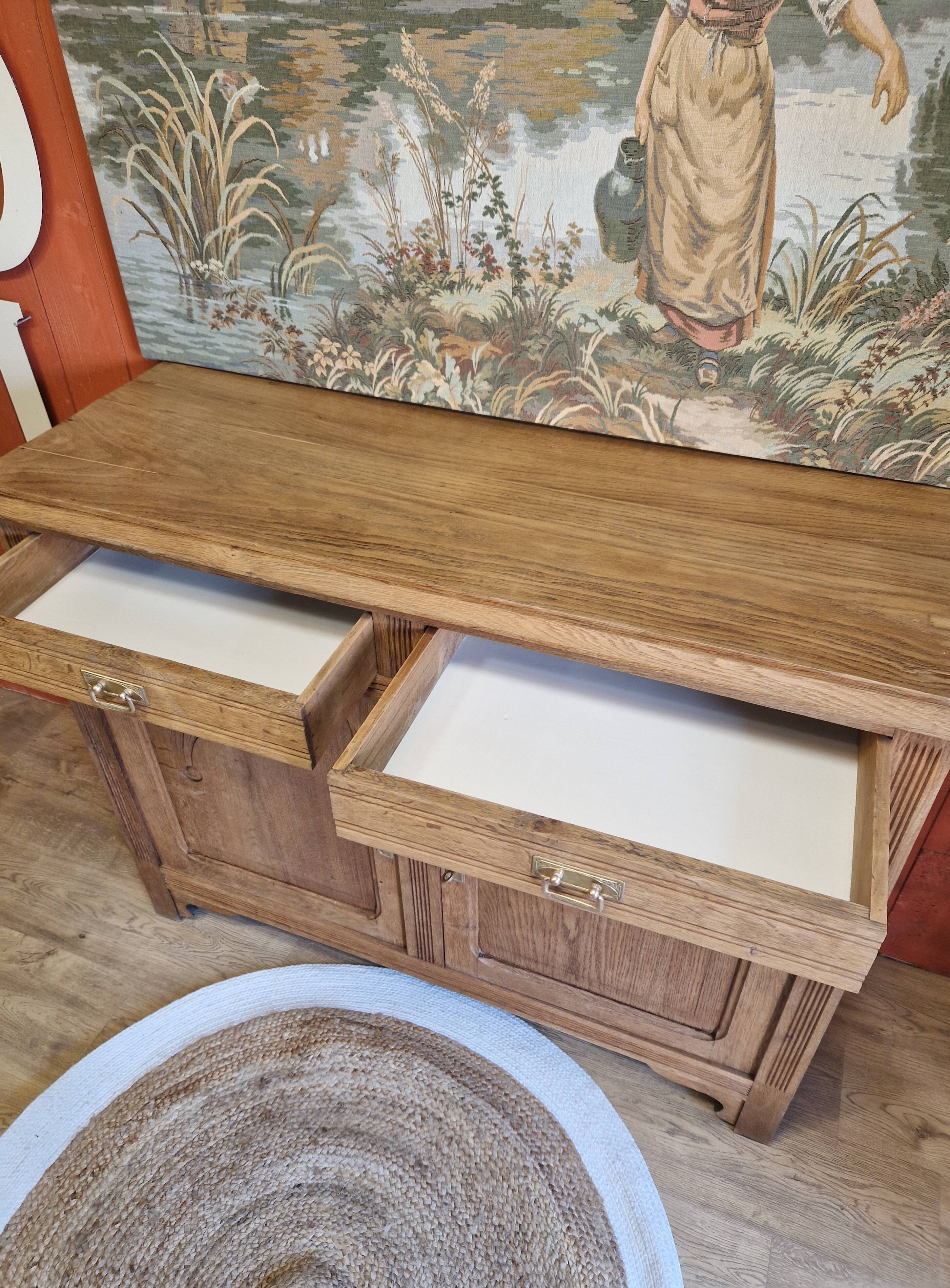 Sideboard two doors two drawers in renovated oak art deco style