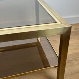 Pair of large square brass side tables